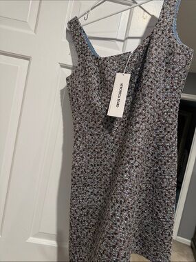 Veronica Beard Light Blue Multi-Tone Tweed Mini Dress